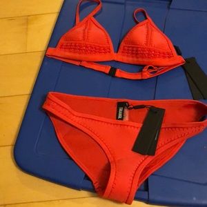 NWT triangl neoprene red bikini s/m